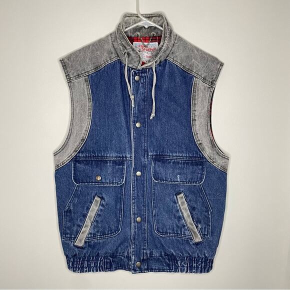 Vintage Storm Stopper by Fieldston Mixed Denim Insulated Vest Size 16/L - Picture 1 of 9